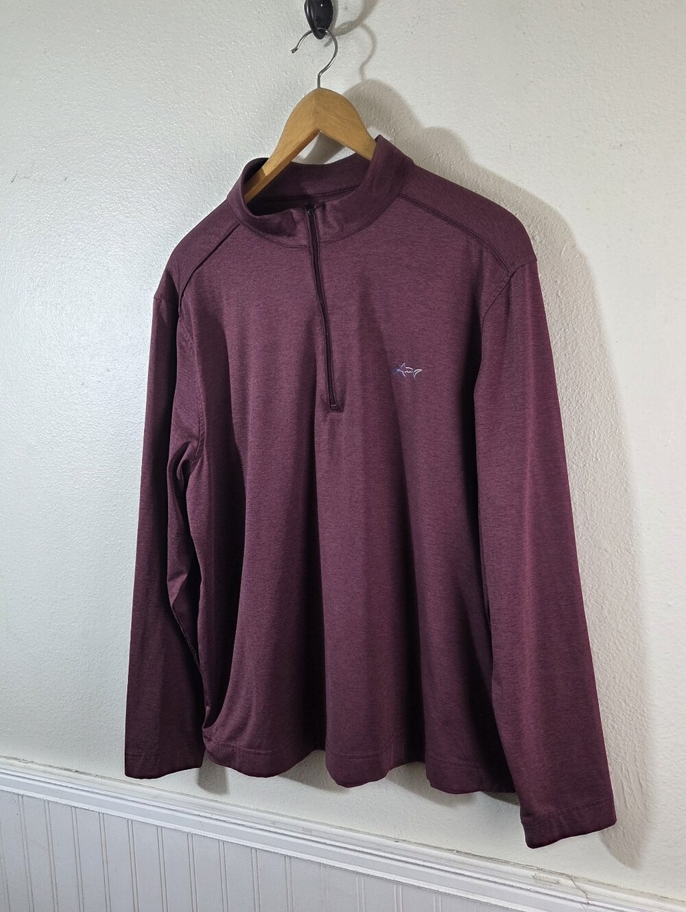 Greg Norman Mens L Golf 1/4 Zip Pullover Dri Fit Performance Stretch Long Sleeve